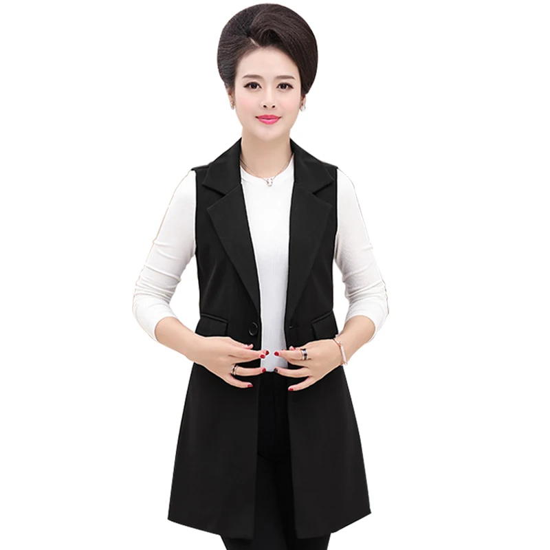 Buy Plus Size 5XL Waistcoat for Women Mom's Vest Black