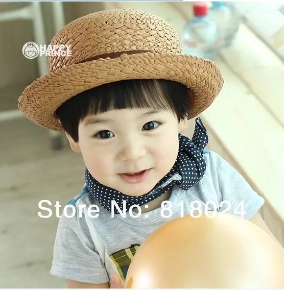 Retail Solid 2014 Fashion Summer Baby Straw Hat Baby girls boys summer sun hats Children