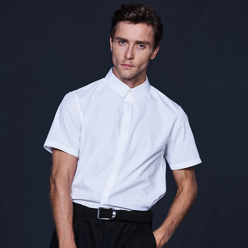 Beverry Hydrophobic Men Dress Shirt Stain Proof Quick Dry Quality Long and Short Sleeve Slim Fit Men Shirt Business Casual 