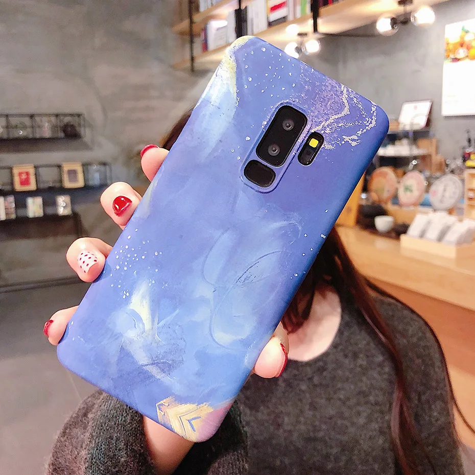 CAPAME Hard Plastic Floral Girls Case For Samsung Galaxy S7 Edge Note 8 9 S8 S9 Plus Noctilucent Cases For Samsung S7 Case Blue  (6)