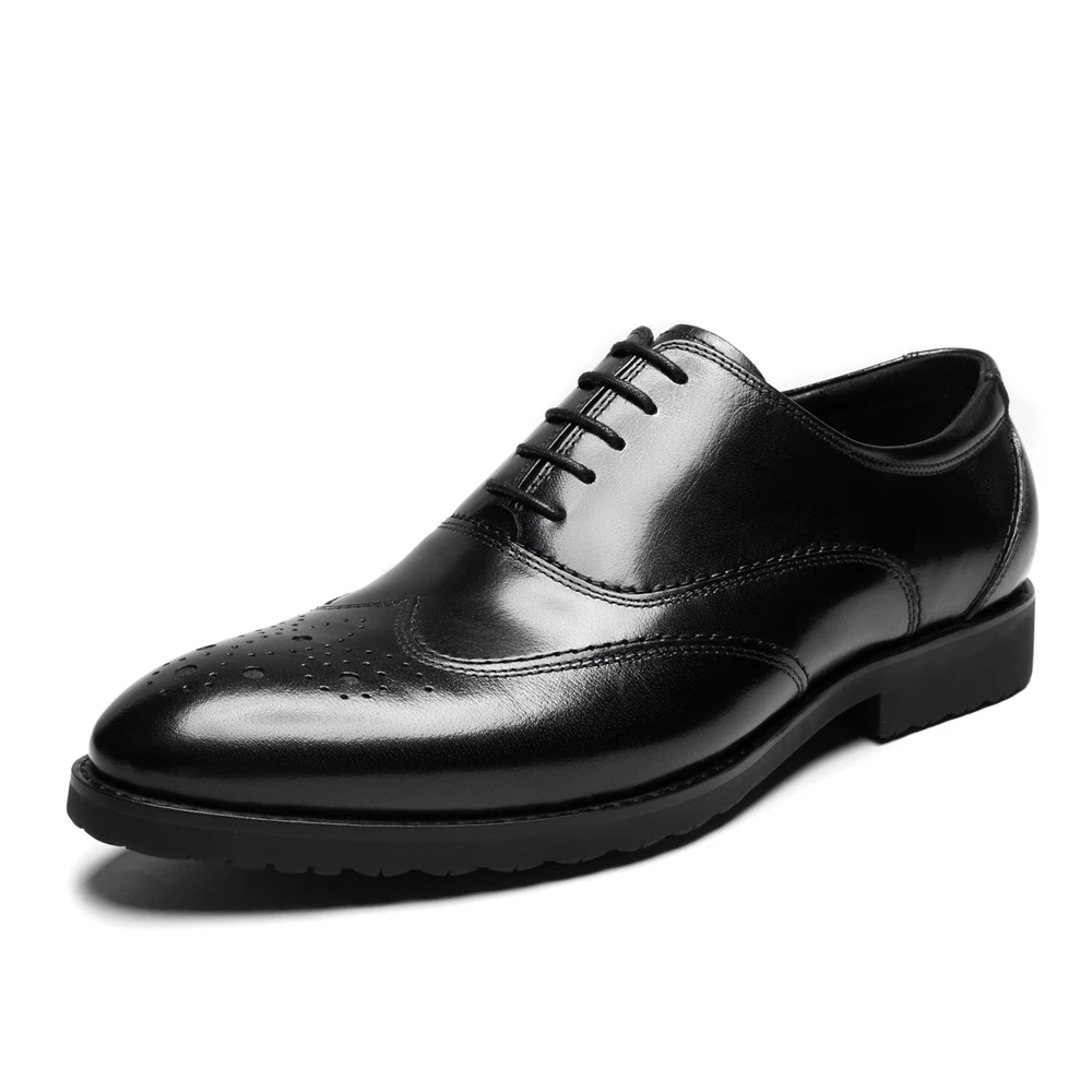 Cuero Alta Negro Zapatos Negocios Marca Genuino Italiana 2018 La Popular wine Famosa Vestir Oxfords Black De Hombres Moda Calidad wxnFCZ0z