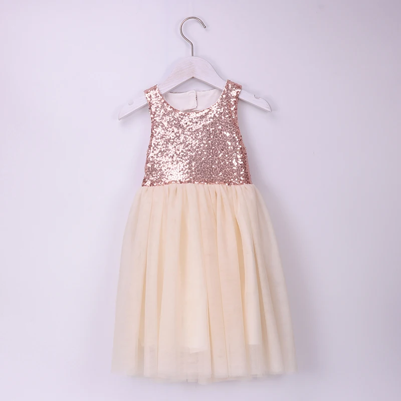 Casual Dress For Kids Elegant Classic Ruffled Sleeve Backless Sparkling Clothing