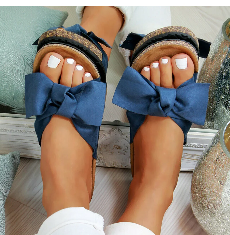 Обувь женские сандалии для женщин пляжная обувь сандалии-гладиаторы без застежки с бантом женская летняя обувь плоские сандалии женские размера плюс