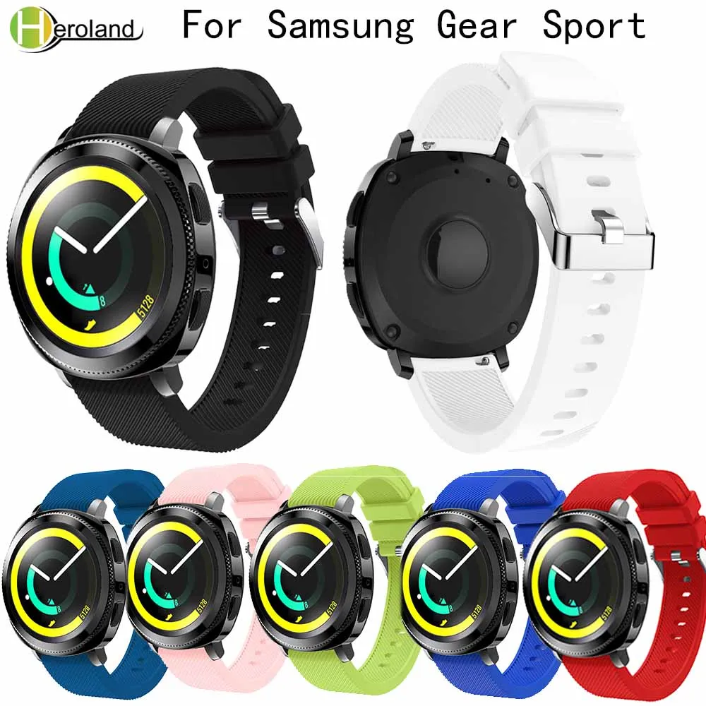 Pulseira de silicone esportiva, pulseira de substituição leve para samsung gear sport 20mm