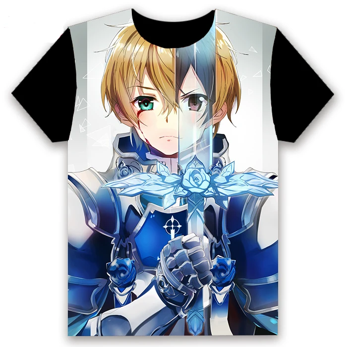 Sword art online alicization Anime Cosplay Unisex T-shirt Black Daily Tops Tee D