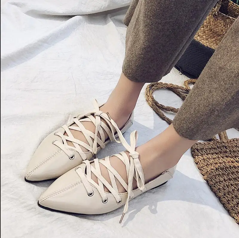 

New pointy cross-strap flats spring 2019.