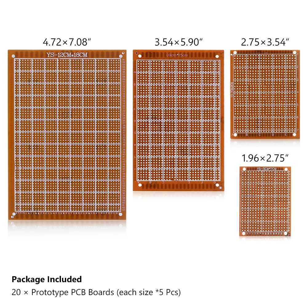 Прототип печатной платы для DIY электронных тестов 4 размера микс 20 шт - Цвет: 12x18cm 4.72x7.09in.