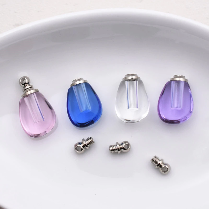 5 枚の小さな水滴クリスタglasslバイアルペンダントチャーム名前アートエッセンシャルオイルチャームネックレスペンダント Pendants Aliexpress