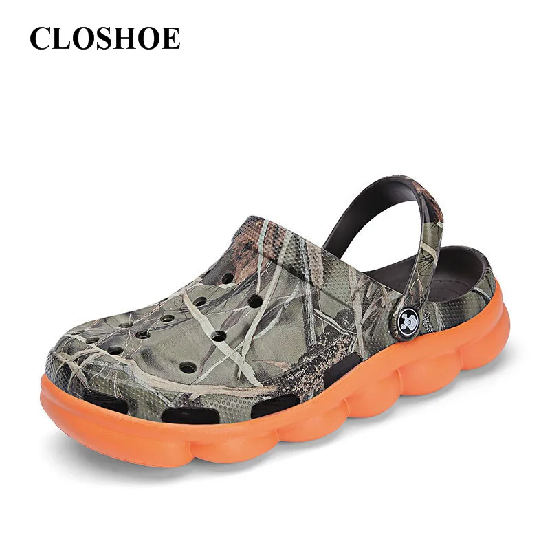 

CLOSHO Summer New Men's Crocs Lovers Beach Shoes Baotou Casual Sandals Slip Wear-resistant Slippers