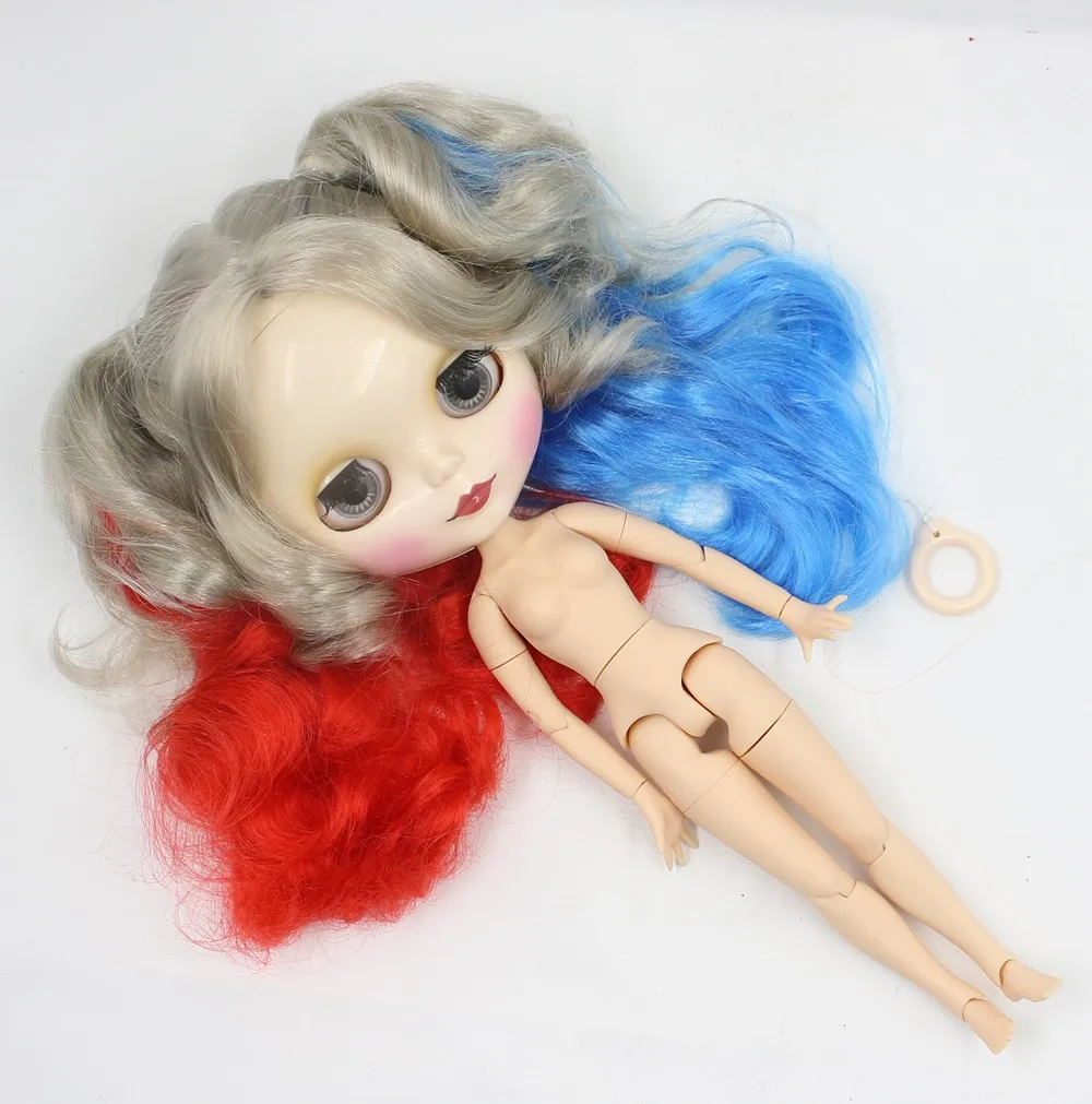 Ледяной фабрики шарнирная кукла blyth neo "," Харли Квинн "260BL3167/1061/6208 красные, синие микс седые волосы шарнирное тело 1/6 30 см