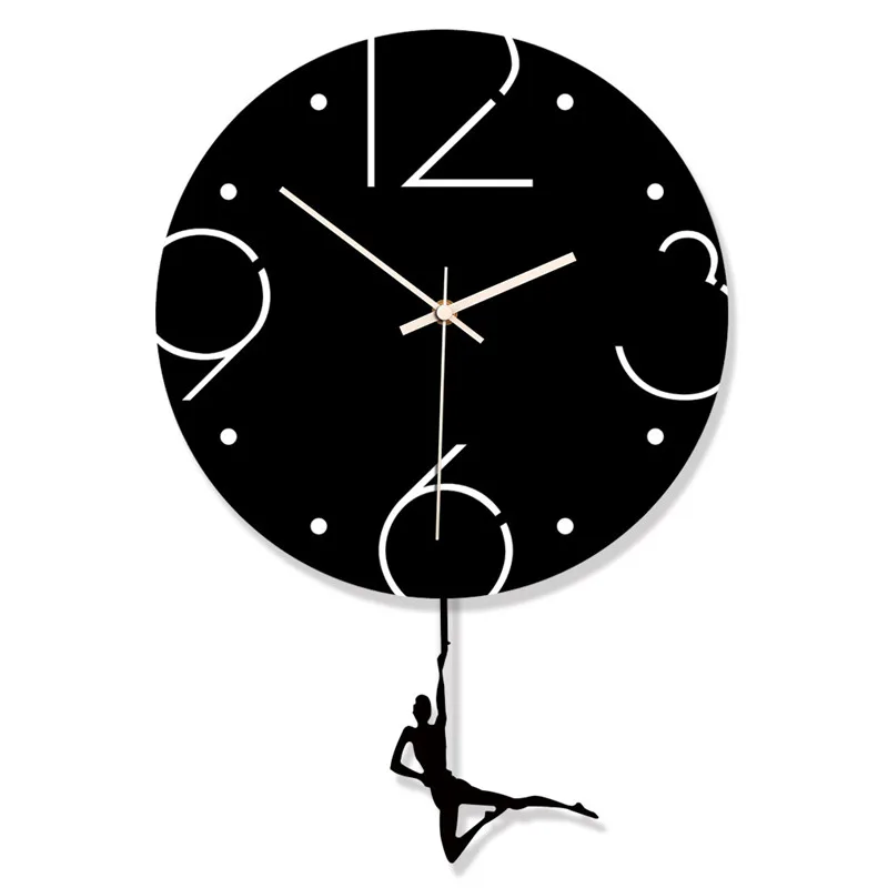 Acrylic swing wall clock creative home black and white decorative clock wall hangings
