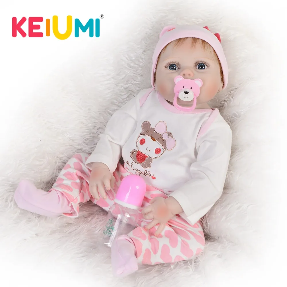 

KEIUMI 23 Inch Full Silicone Vinyl Reborn Baby Doll Realistic Girl Dolls Alive Real Baby Lifelike Birthday Christmas Gift