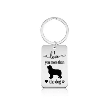 

New Stainless Steel Newfoundland Keychains High Quality Silver Color I love you more than the dog Key Chains