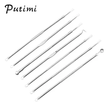 Putimi 7Pcs Stainless Steel Blemish Blackhead Remover Extractor Tool Comedone Acne Needles Pimple Removal Spoon for