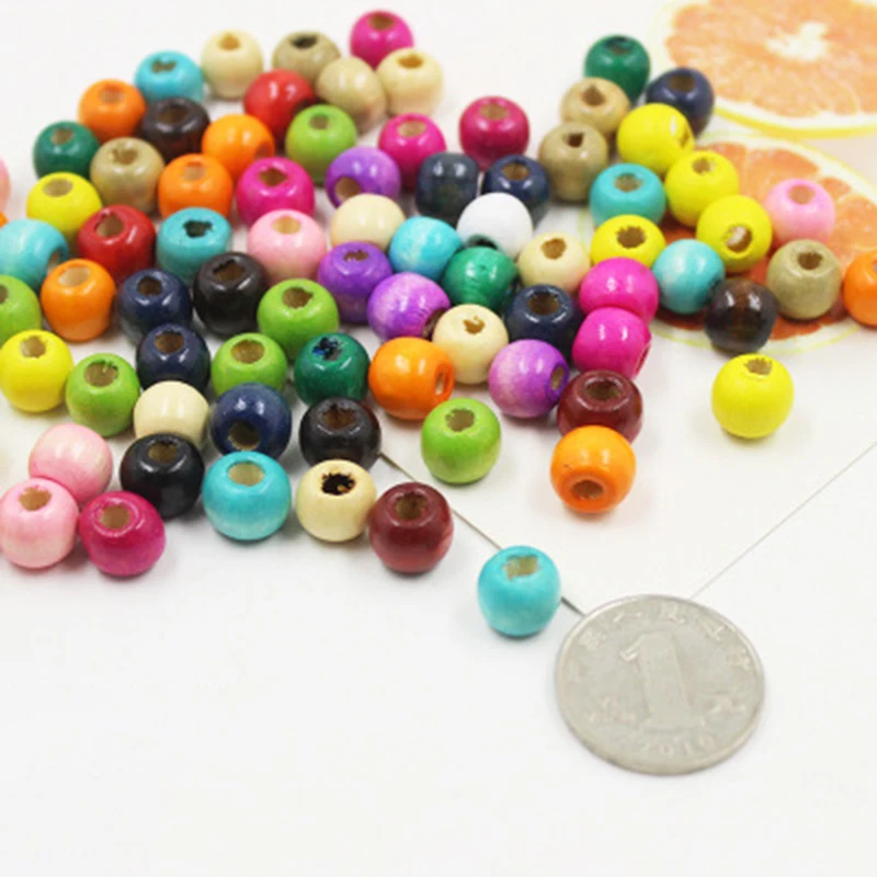 

100pcs/kit Wooden Beads Mixed color Necklace DIY Crafts Dream Catcher Jewelry Painted Handmade Bracelet Beaded Accessories