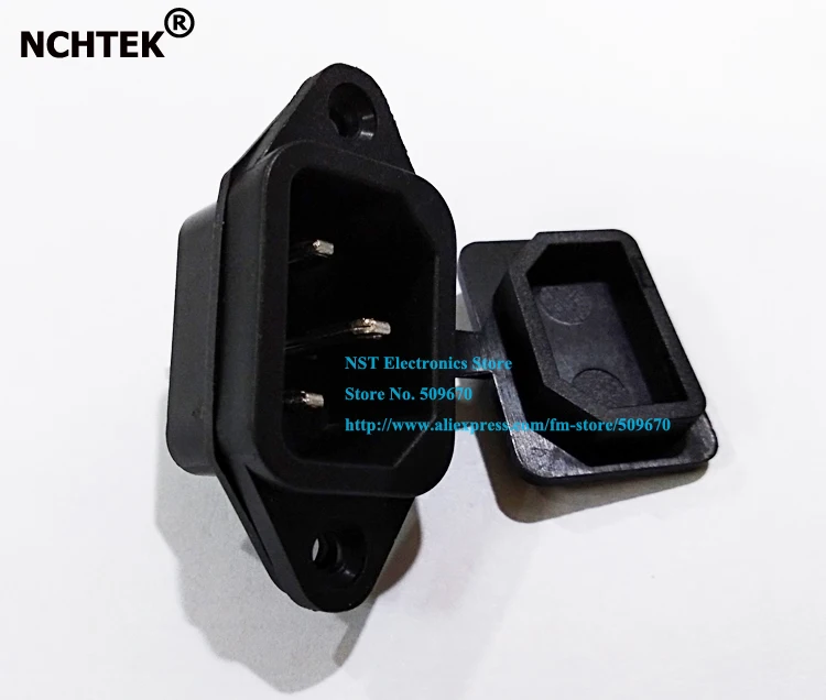 

NCHTEK 10A 250V IEC 320 C14 Male Plug AC Power Socket with Rubber Waterproof Cover/Free DHL Shipping/200PCS