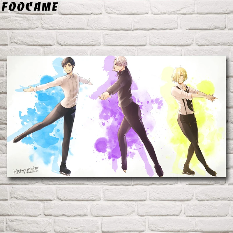 FOOCAME Yuri on Ice аниме фильм плакат настенные художественные принты шелковая