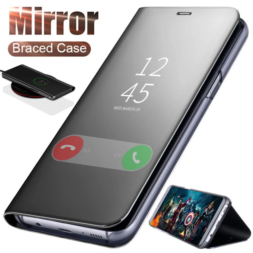Smart Mirror Flip Phone Case For Samsung Galaxy S10 Lite S9 S8 S7 S6
