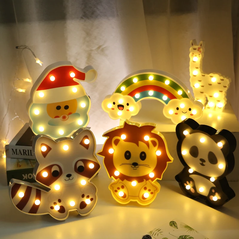 Novelty Flamingo Christmas decorative Led lights Modelling String Decoration Wall Hanging Creative 3d Blue Table Lamps
