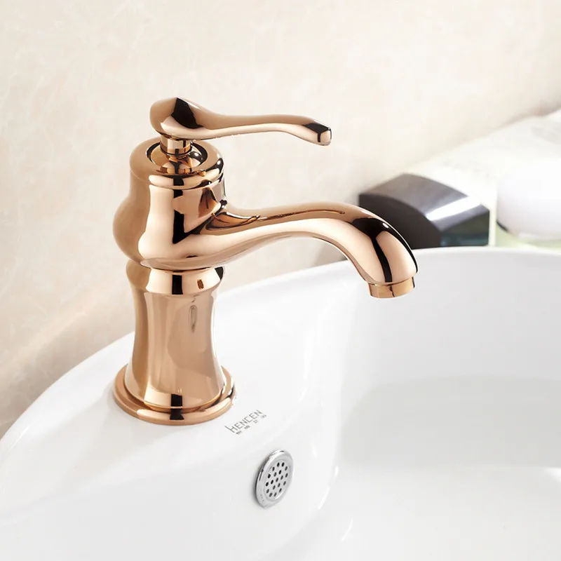 Free Shipping Classic rose gold bathroom mixer tap with single handle