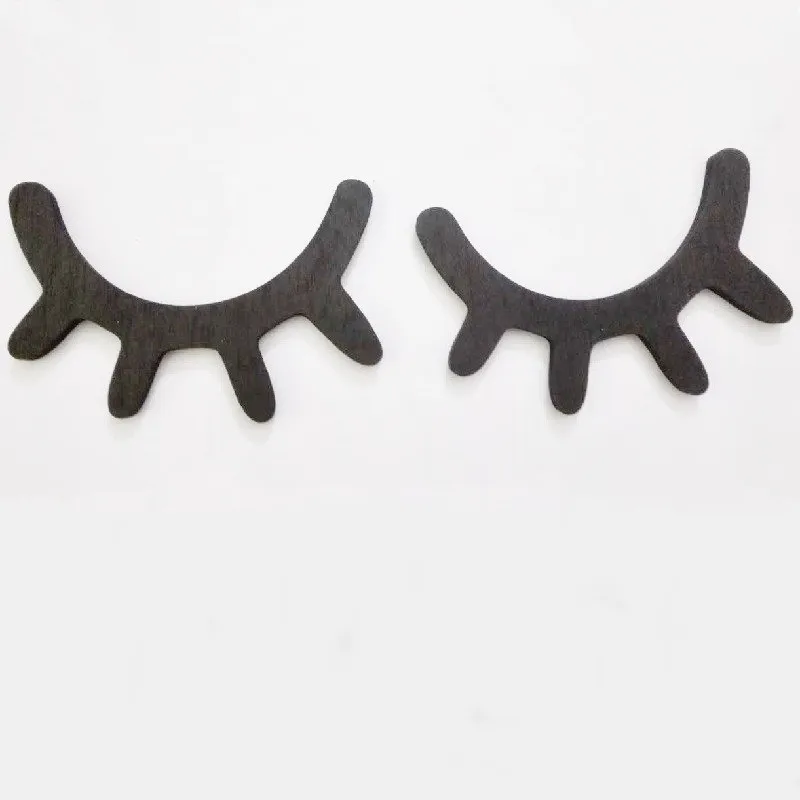 Fashion Cute Black Color Cartoon 3D Wooden Eyelashes Sticker Nordic Kids Room DIY Decoration Lovely Toys