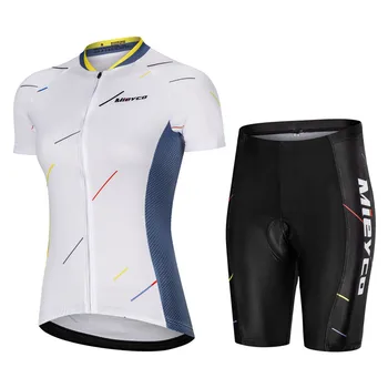 

Women White Summer Cycling Jersey Set Breathable Short Sleeve Jersey Bike Pants Roupa Ciclismo MTB Bike Bicycle Bib Shorts Pants