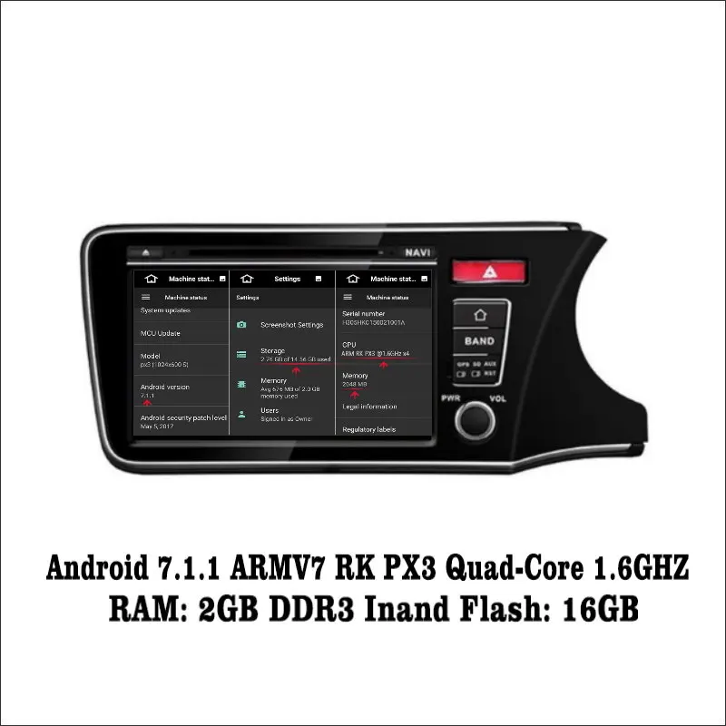 Perfect Liislee Android 7.1 2G RAM For Honda CITY 2014~2017 RHD Car Radio Audio Video Multimedia DVD Player WIFI DVR GPS Navi Navigation 1