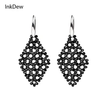 

INKDEW New Design Rhombus Shape Drop Earrings Beads Handmade Crystal Earrings for Women Big Earrings Long Earrings boho