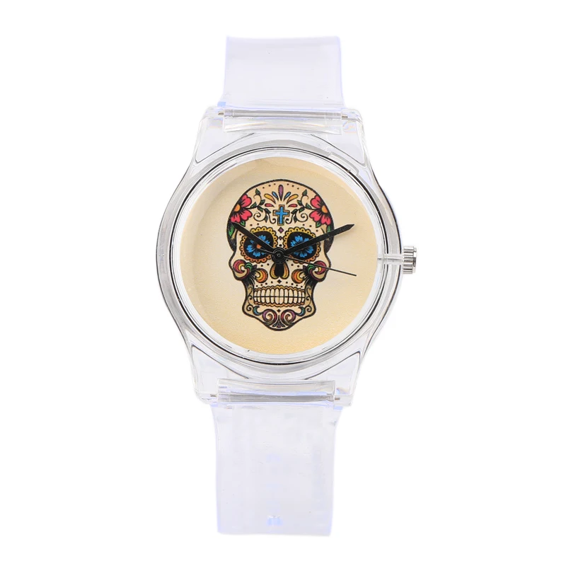 جديد بسيط المياه مقاومة الرياضة العلامة التجارية ووتش المشهد الإبداعي الساعات الأزياء الجمجمة الرجال الساعات الساخن امرأة هلام ووتش