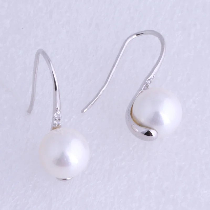 

Love Monologue Simple and Elegant Silver Color Jewelry White Imitation Pearl Womens Dangle Earrings J0145