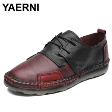 YAERNI/ г.; весенняя женская обувь на плоской подошве; винтажные мягкие туфли-оксфорды ручной работы из натуральной коровьей кожи; женские мокасины на шнуровке с круглым носком