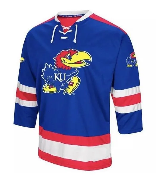 Kansas Jayhawks Hockey Jersey Embroidery Stitched Customize any number