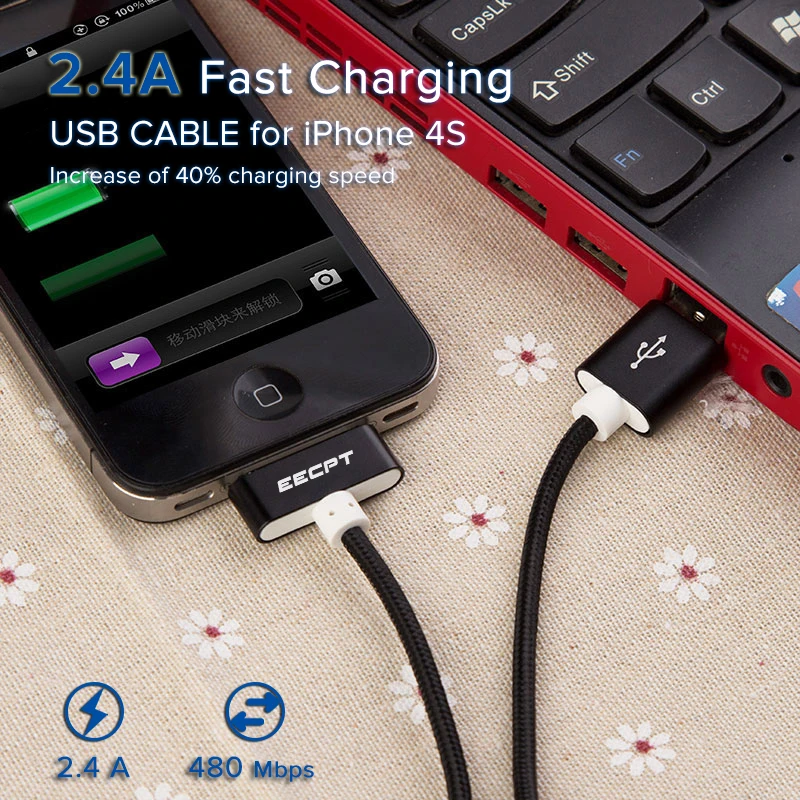 EECPT 30 контактный USB кабель для iPhone 4S 4 S 3GS iPad 1 2 3 iPod Nano iTouch провод быстрой зарядки и
