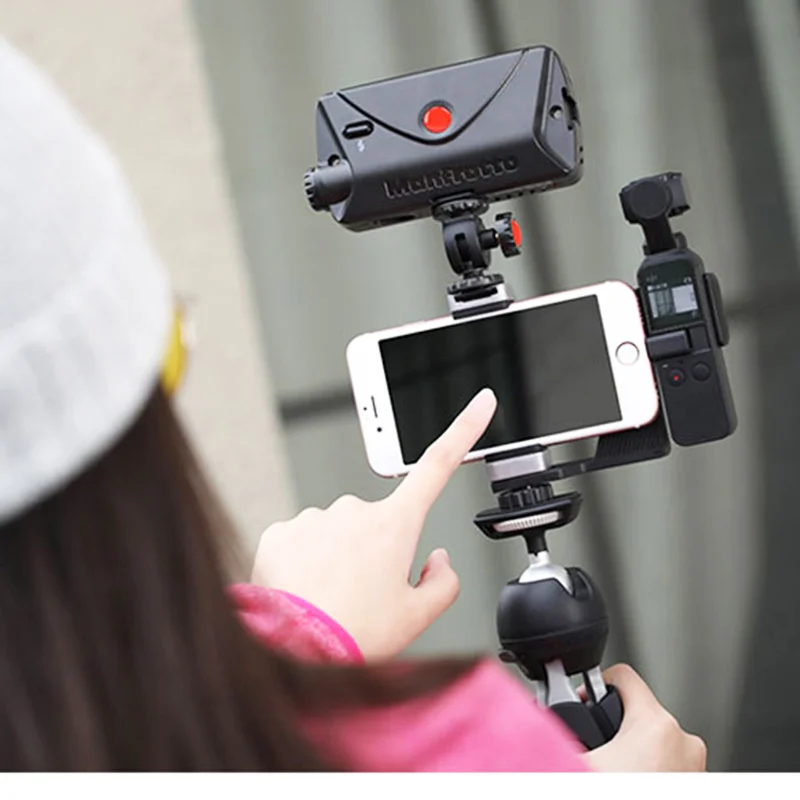 

DJI Osmo Pocket Phone Holder Aluminium Mount L Bracket wi cold shoe Ulanzi LED Light DJI Osmo pocket bracket expansion kit