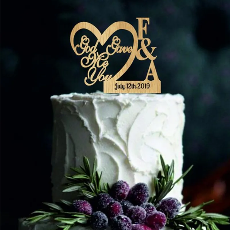 

God Gave Me You CakeTopper Personalized Heart Wedding Cake Topper Custom Wedding Gifts Mariage Decorations