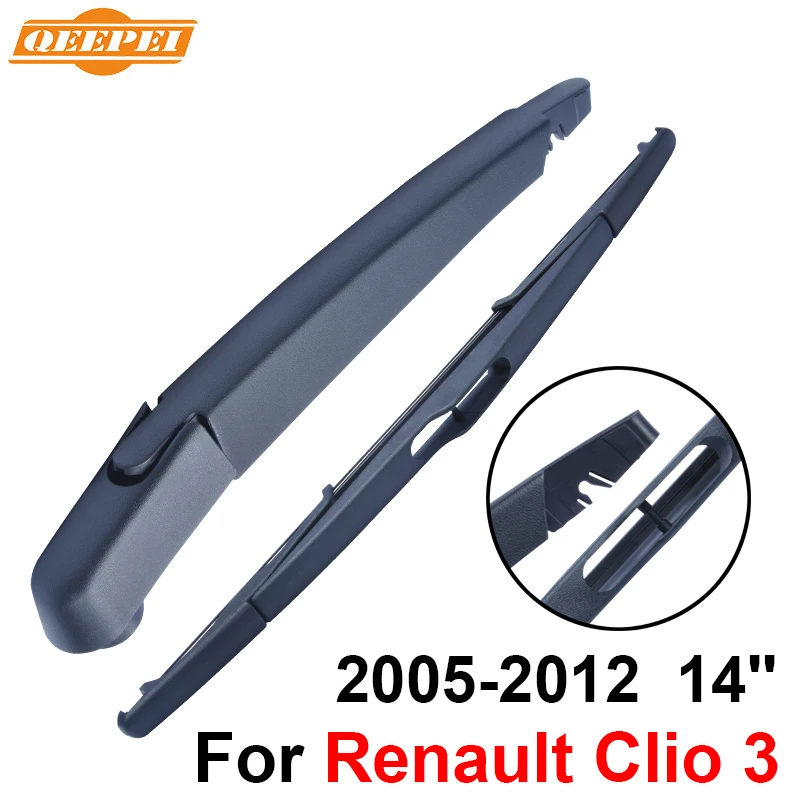 QEEPEI Rear Windscreen Wiper and Arm For Renault Clio 3 2005-2012 14'' 3/5 door Hatchback High Quality Iso9001 Natural Rubber QEEPEI Rear Windscreen Wiper and Arm For Renault Clio 3 2005-2012 14'' 3/5 door Hatchback High Quality Iso9001 Natural Rubber