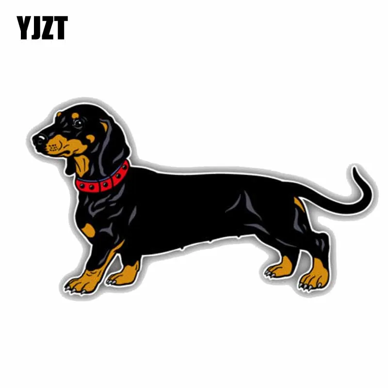YJZT 14 см x 8,2 см прекрасная гладкошерстная такса собака высокое качество автомобиля стикер C1-9043