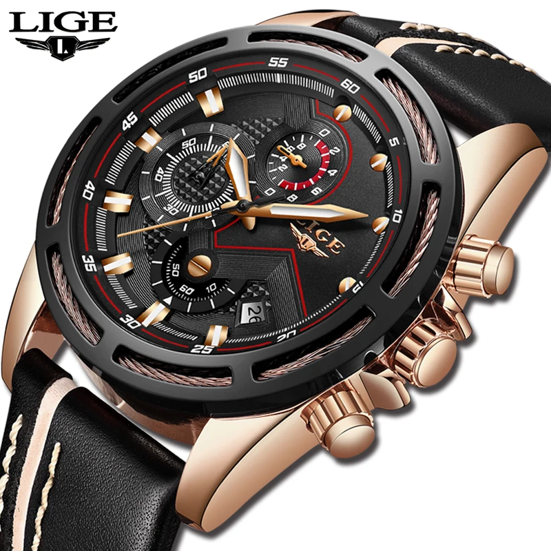 

Reloje 2018 LIGE Men Watch Male Leather Automatic date Quartz Watches Mens Luxury Brand Waterproof Sport Clock Relogio Masculino