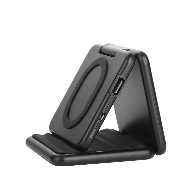 A600 Qi Wireless Charger Foldable Mobile Phone Stand Vertical Wireless Mobile Power Bank Wireless Charging Treasure - Цвет: Черный