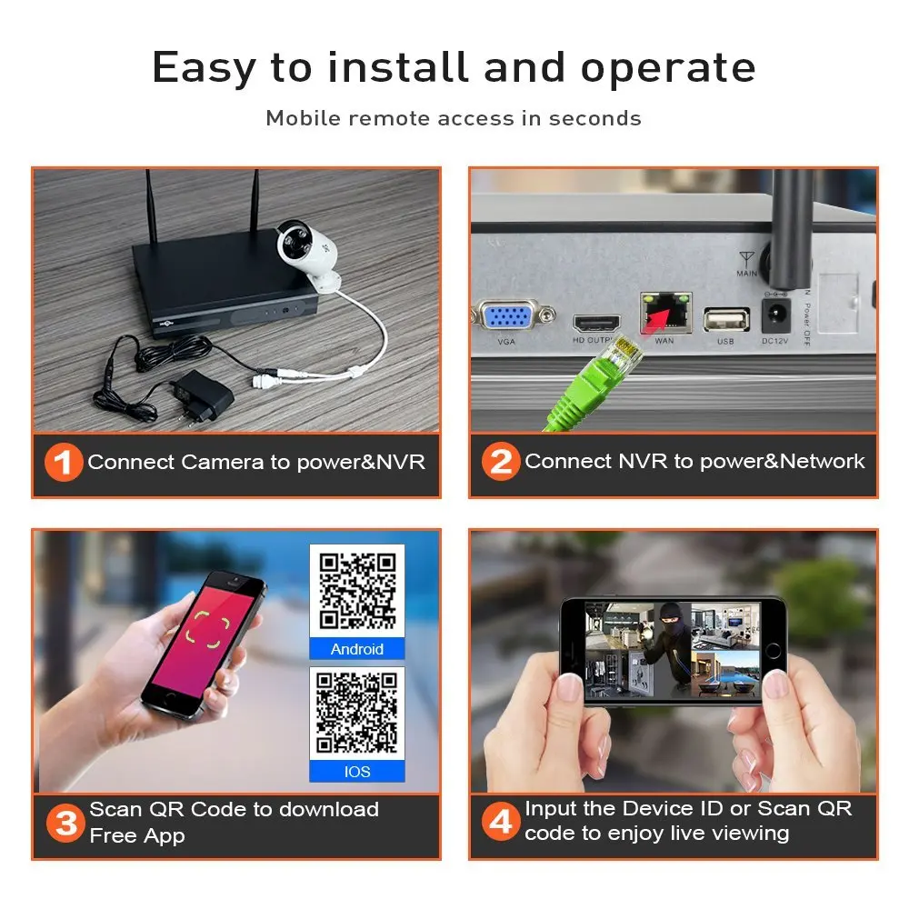 2MP 1080P CCTV система 8ch HD Беспроводной NVR комплект 3 ТБ HDD Открытый ИК Ночное Видение IP Wifi камера система безопасности видеонаблюдения Hiseeu