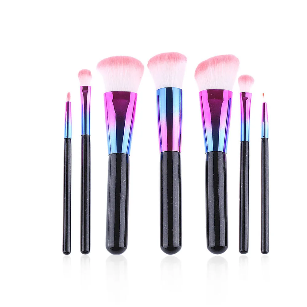 

High Quality Copper 7 pcs Makeup Brush Set New Colorful Beautiful Powder Blush Eyeshadow Make Up Brushes Set