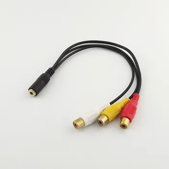 

10pcs 3.5mm Mini Female Stereo to 3 RCA Female Jack AV TV Adapter Audio Video Cable 25cm