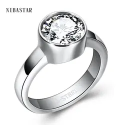 Модные женские Кристалл Обручение кольцо Простой дизайн Нержавеющая сталь палец ювелирные изделия кольца обручальные