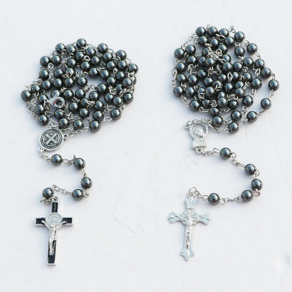 10pcs 2styles handmade 6mm hematite beads rosary chain/religious