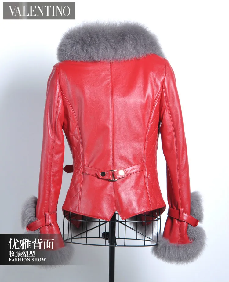 Col Slim Lady Manteau Automne Vk1344 Cuir Mouton Renard Vestes Véritable Peau De En red Fourrure Printemps Femmes Vêtements Court Manteaux topfurmall Black 7zBqwx6Zn