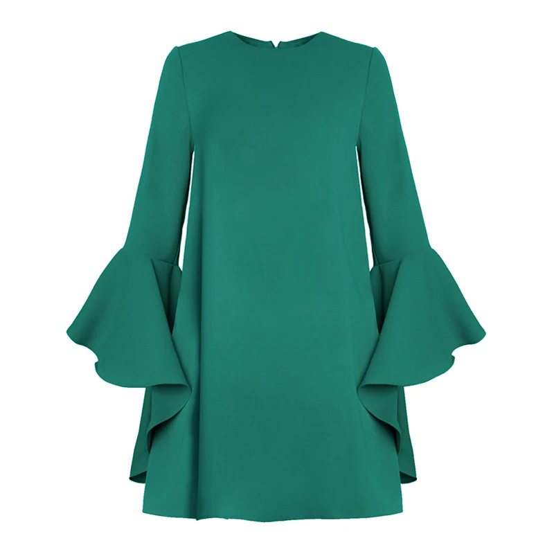 

Custom Made Fashion Flash Brief Flare Sleeves Loose Mini Elegant Women Dress Solid Color Plus Size Spring Summer Autumn Vestidos