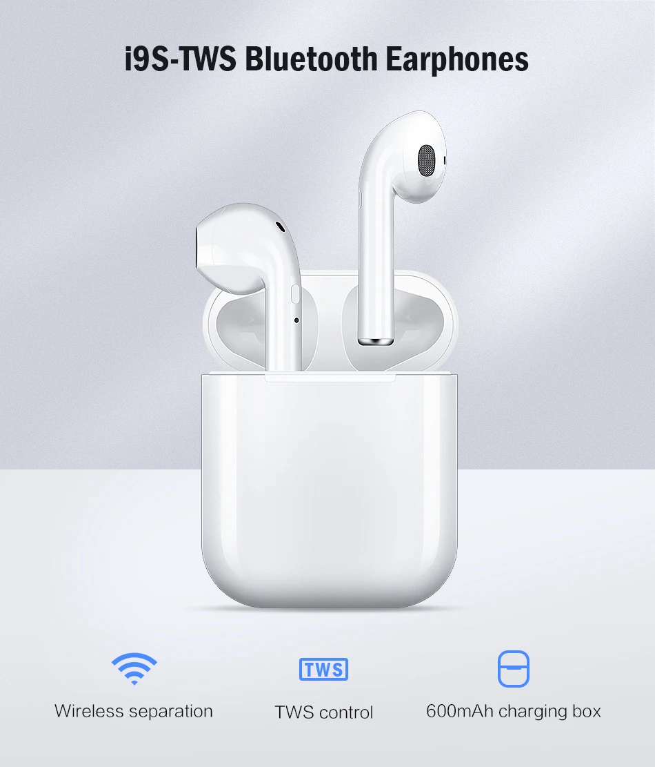 I9s TWS, беспроводная bluetooth-гарнитура, наушники-вкладыши, двойные наушники, чехол для зарядки, микрофон, Спортивная мини стерео bluetooth-гарнитура 5,0