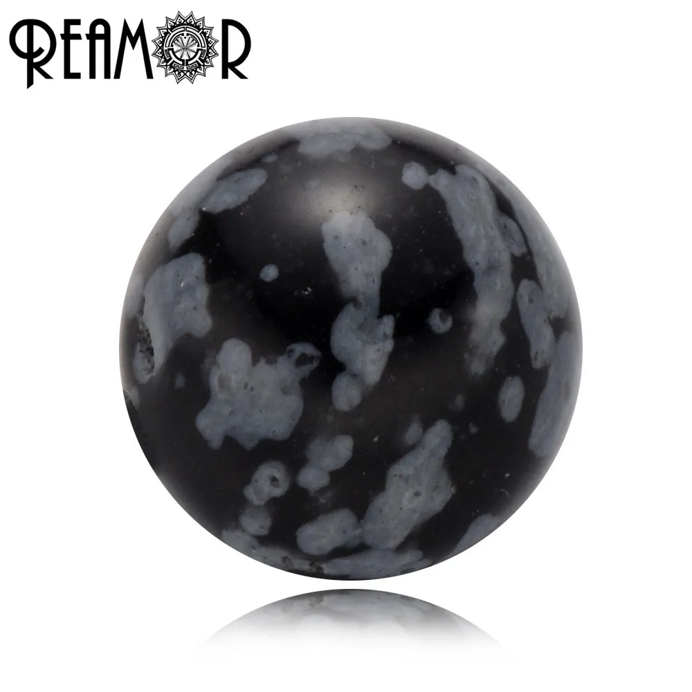 REAMOR Black Alabaster Natural Stone Beads Snowflake Stone Small Hole