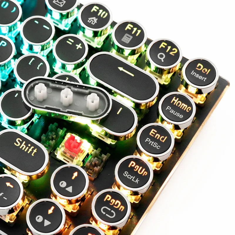 

Retro Steampunk Mechanical Keyboard LED RGB Backlit USB Wired Gaming Keyboard PC Gamer Desktop Computer for Mac Red Brown Switch