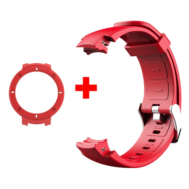 SIKAI Смарт-часы ремешок для Amazfit Verge силиконовый ремешок сменный Браслет и чехол Защитный ПК Бампер для Xiaomi Huami 3 - Цвет: Red Strap add Case